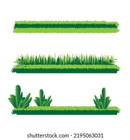 green grass set and landscape green lawn Realistic vector illustration, isolated on white background