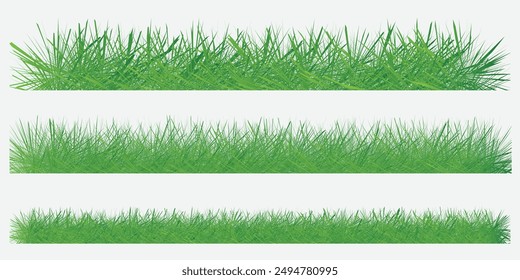 Green grass silhouette. Vector set spring field planting shapes lawn or borders garden.