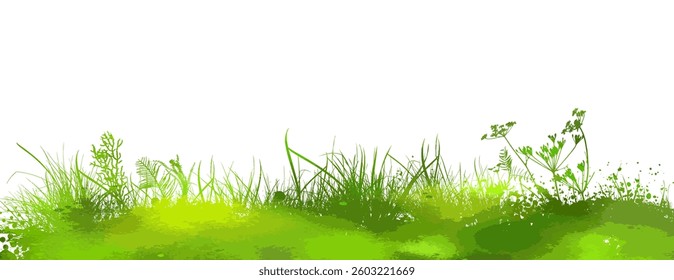 green grass silhouettes . hand drawing. Not AI Vector illustration.