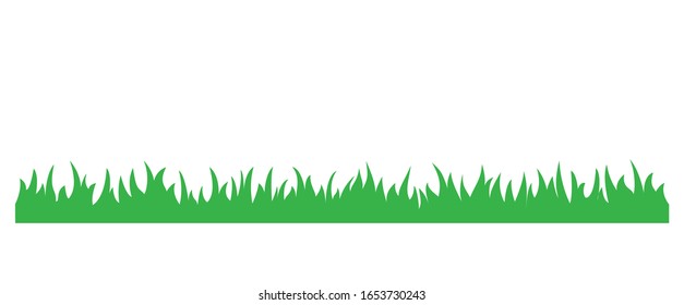 Green grass simple cartoon illustration. Summer or spring grass horizontal foliage.