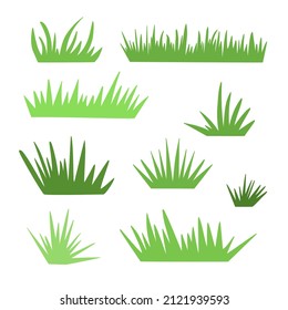 Green grass, simple hand drawn flat design vector illustration for making border, banner, herbal eco-friendly concept, greenery, foliage content, spring decor