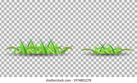 Green grass, small clump with big clumps on transparent background  , Vector illustration EPS 10