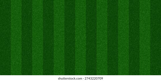 Green Grass Soccer Field. Top View of Stadium Pitch Background. Grass Turf Pattern, Realistic Sport Ground Texture for Football and Baseball Games. Vector Stadium Field Illustration.