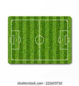 Green grass soccer field. Vector.