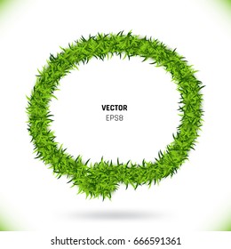 Green Grass Speech Bubble on White Background. Eco Home Concept. 3d Vector Illustration