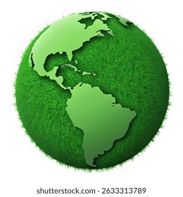 Green grass sphere World Environment day or earth day concept.  vector illustration isolated on white background.