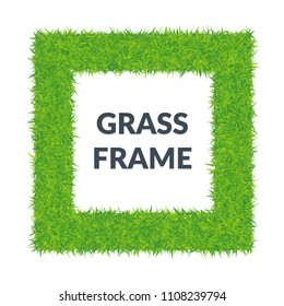 Green grass square frame .