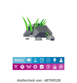 Green grass in stones vector icon