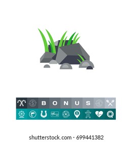 Green grass in stones vector icon