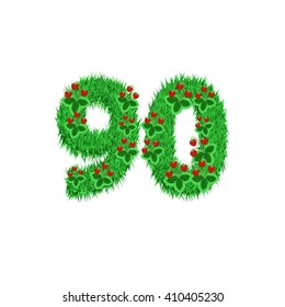 Green grass with strawberry font isolated on white background. For design of nature, organic,ecology,health,spring and summer.