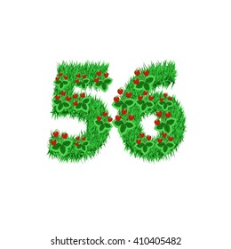 Green grass with strawberry font isolated on white background. For design of nature, organic,ecology,health,spring and summer.