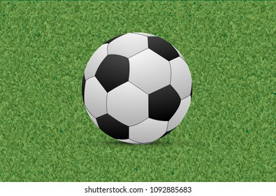 Green grass texture with soccer ball vector background