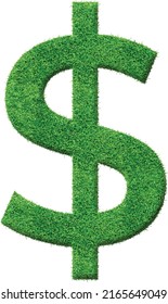 Green grass textured Dollar sign, Peso sign. Natural eco friendly leafy dollar symbol, peso sign aesthetics in fresh green grass pattern