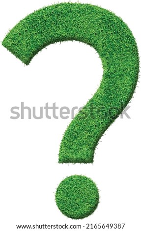 Green grass textured Question marks sign. Interrogation point, question symbols eco friendly aesthetics in fresh natural green grass pattern.