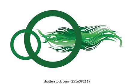 Hierba verde que es longitudinal para ser utilizado como elemento de diseño aislado de un fondo blanco. Ilustraciones vectoriales
