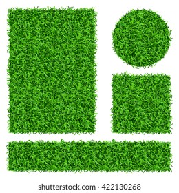 Green grass vector banners set. Flora decoration grass plant and nature floral grass illustration