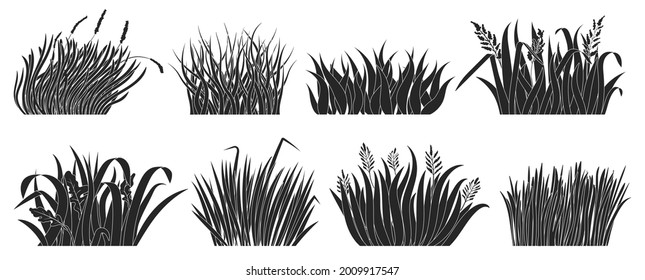 Green grass vector black set icon. Isolated black set icon lawn. Vector illustration green grass on white background.