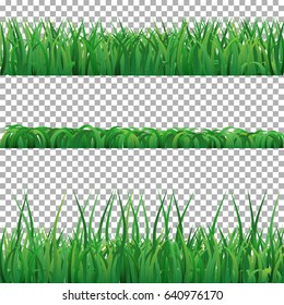 Green Grass vector collection isolated in checkered background. Eco nature illustration.