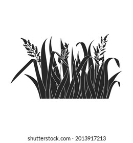 Grünes Gras, Vektorsymbol.Schwarze Vektorsymbol einzeln auf weißem Hintergrund, grünes Gras.