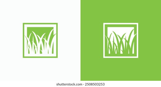 Projeto de logotipo de vetor de grama verde com estilo moderno, simples, limpo e abstrato. Ícone para negócios, paisagismo, agricultura e marcas pessoais.