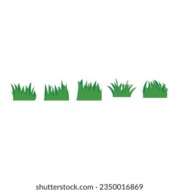 Vector de hierba verde: natural, orgánico, biológico, etiquetas ecológicas y formas sobre un fondo blanco.