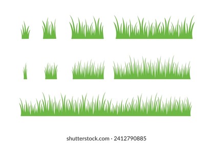 Green grass vector: natural, organic, bio, eco labels and shapes on a white background.