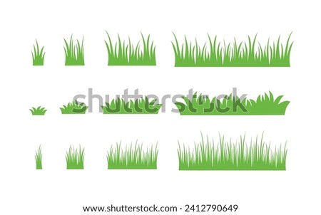 Green grass vector: natural, organic, bio, eco labels and shapes on a white background.