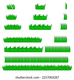 Green grass, vector set for drawing pictures in flat style. Natural material for collecting screensavers. Vector illustration.