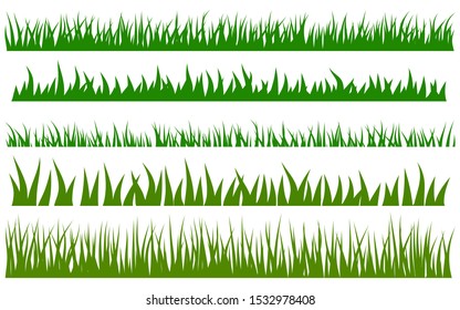 Green grass vector set. flat design