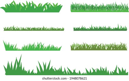 Green grass vector set. Flat design