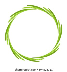 Green grass, vector spring wreath isolated on a white