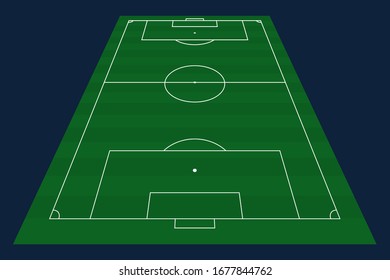 Green grass Vector world Football or Soccer cup Field background. Stock vector illustration of a soccer field with front perspective.