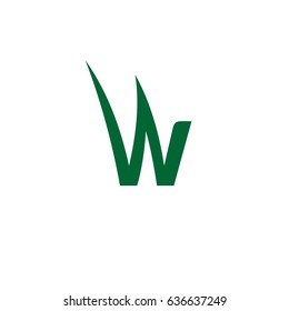Green Grass W Letter Logo Template Illustration Design. Vector EPS 10.