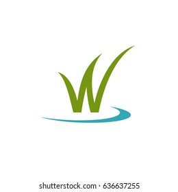 Green Grass W Letter Logo Template Illustration Design. Vector EPS 10.