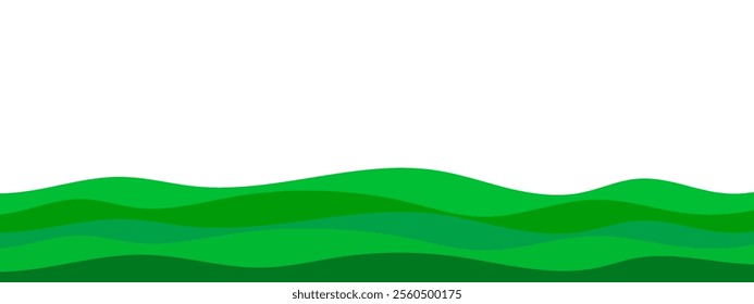 Green grass waves, footer separator, modern divider shape vector illustration