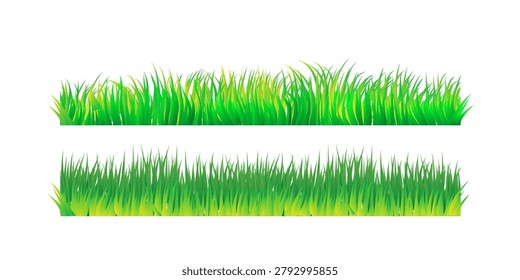 Green grass, weed plants for lawn, spring or summer field, garden or meadow. Borders and tufts of fresh grass blades