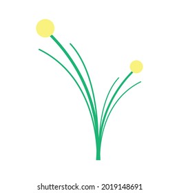 Grünes Gras mit einem gelben Kreis darauf. Vektorgrafik-Design einzeln auf weißem Hintergrund.