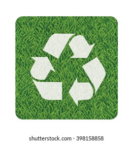Green grasses recycle eco vector icon