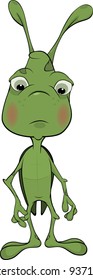 Green grasshopper. Cartoon
