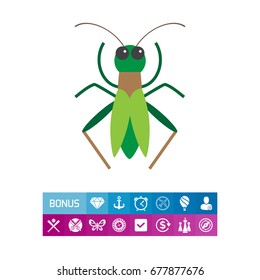 Green grasshopper icon