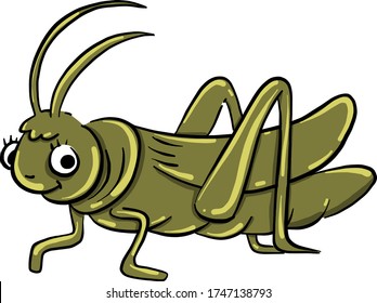 Green grasshopper , illustration, vector on white background