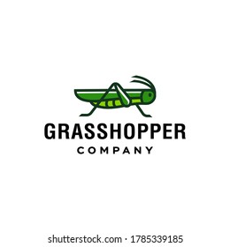 logo verde Grasshopper, icono de insecto de críquet en el moderno estilo lineal de línea geométrica mínimo