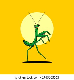green grasshopper vector design on yellow background