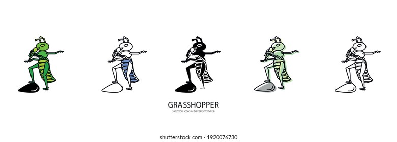 green grasshopper vector type icon