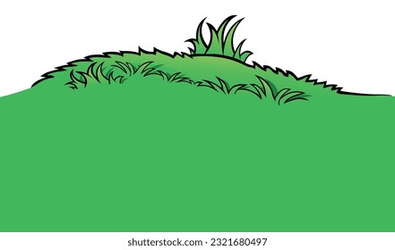 Green Grassland - Colored Cartoon Illustration Isolated on White Background, Vector