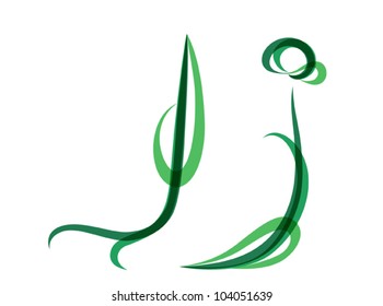 Green grassy summer font, letter J. EPS10 vector format