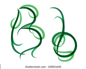 Green grassy summer font, letter B. EPS10 vector format