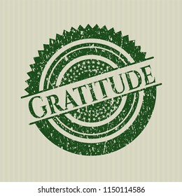 Green Gratitude distressed with rubber seal texture