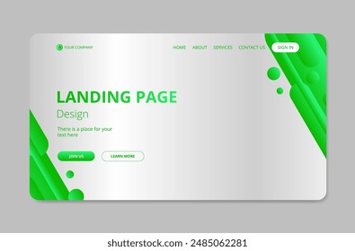 Green and gray abstract illustration designed for landing pages, websites, and digital presentations. Clean, professional, and creative look. Perfect for startups, tech companies, UI, UX designers.