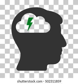Green And Gray Brainstorming toolbar pictogram. Vector pictograph style is a flat bicolor symbol on chess transparent background.